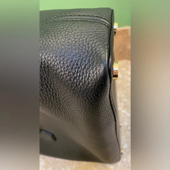 Michael Kors Camille Large Leather Satchel in Black Pebble with Gold Immaculate! - Picture 9 of 15